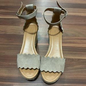 J.Crew Suede Scalloped Edge Espadrille Platform Wedge